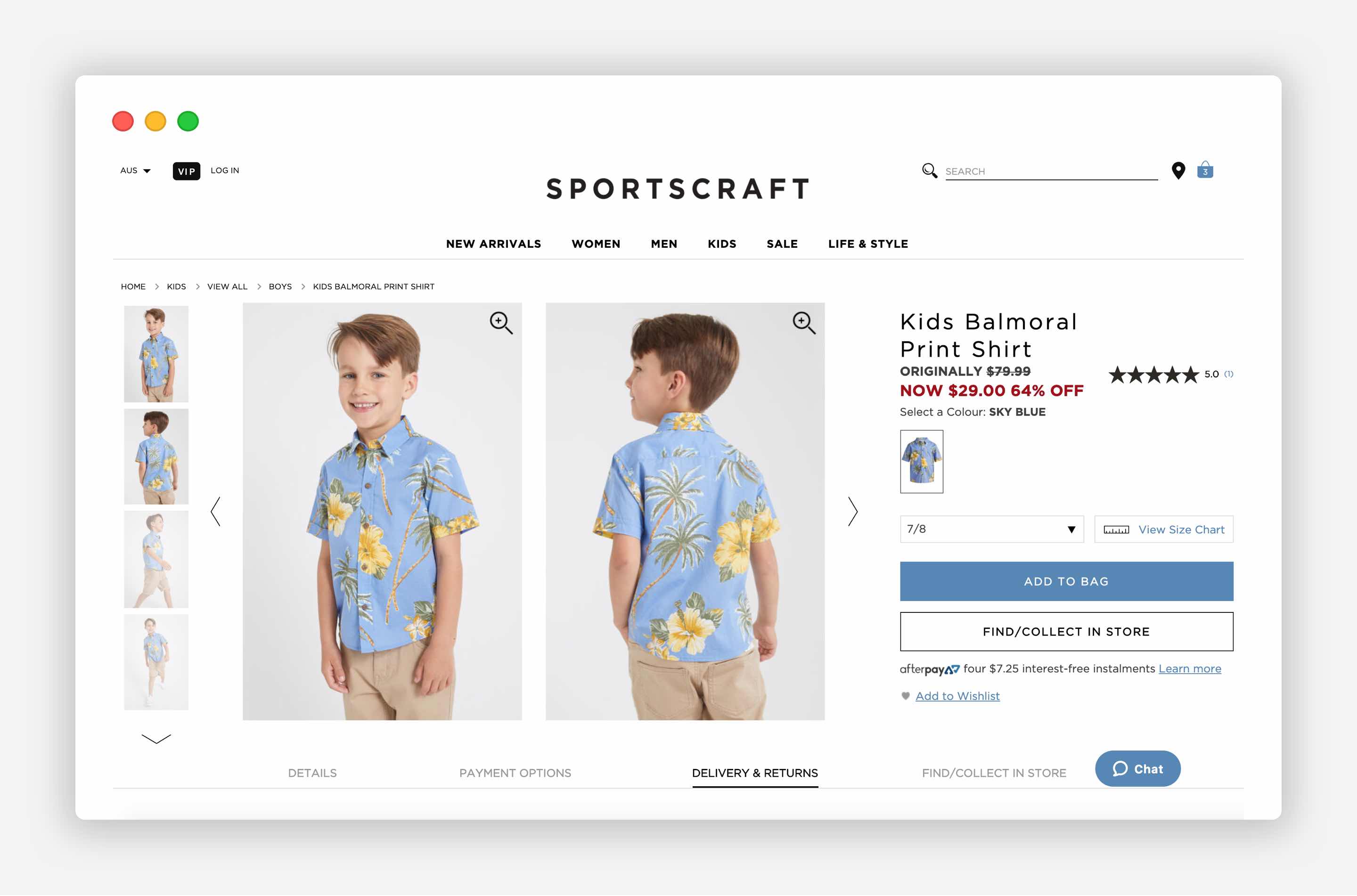 Product title on the product page. The Sportscraft example